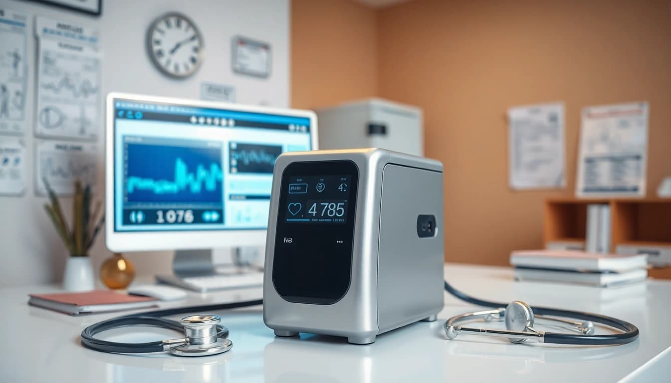 Mit deus medical ausgestattetes modernes medizinisches Gerät in einer klinischen Umgebung.