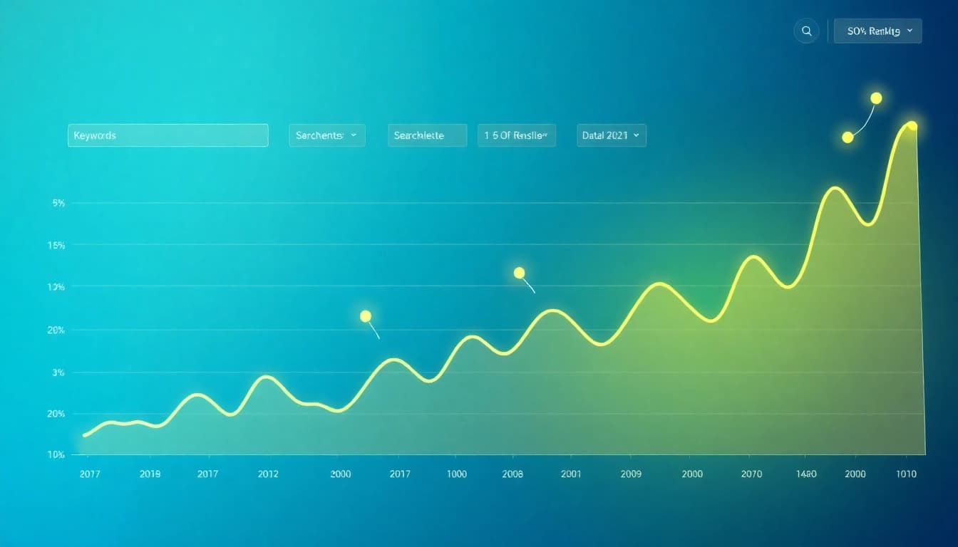 Visualisieren Sie den Prozess des SEO-Rankings mit ansprechenden Grafiken und Farben, um das Wachstum Ihrer Website zu zeigen.