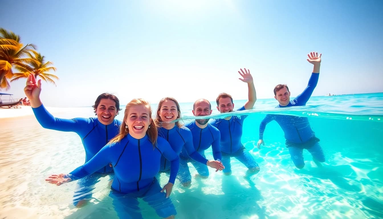 Tauchschule Playa del Carmen: Taucher genießen das klare Wasser und die tropische Umgebung während ihrer Tauchgänge.