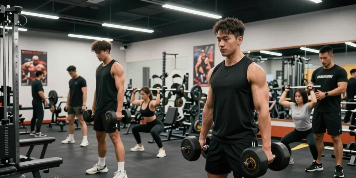 Kraftsportler, die im Steroidshop Fitnessstudio trainieren und Stärke sowie Entschlossenheit in einer lebhaften Atmosphäre zeigen.