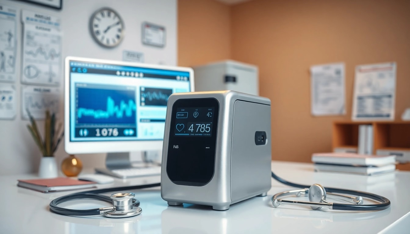 Mit deus medical ausgestattetes modernes medizinisches Gerät in einer klinischen Umgebung.