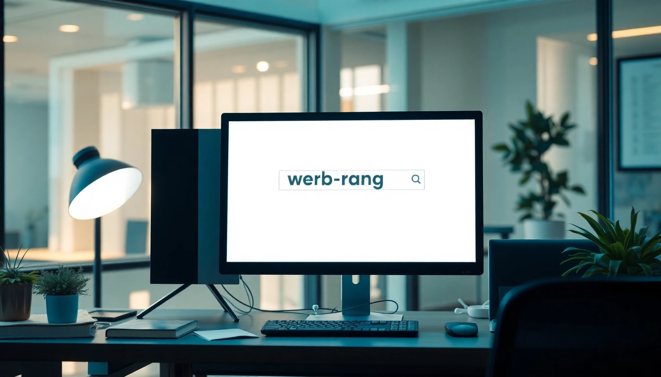 Überprüfen Sie den Web-Rang mit unserem modernen Büro-Setup, das produktive Elemente kombiniert.