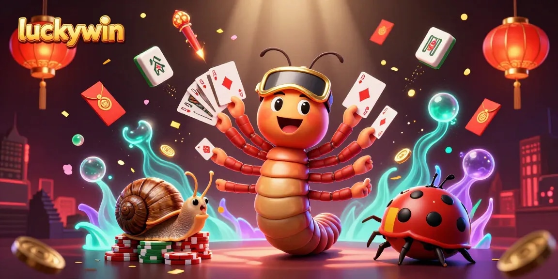 Join luckywin to interact with a dynamic 3D casino scene filled with colorful game elements.