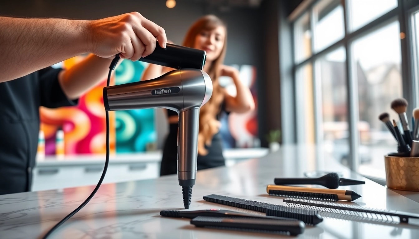 Föhne mit laifen swift für professionelles Haarstyling im modernen Salon.
