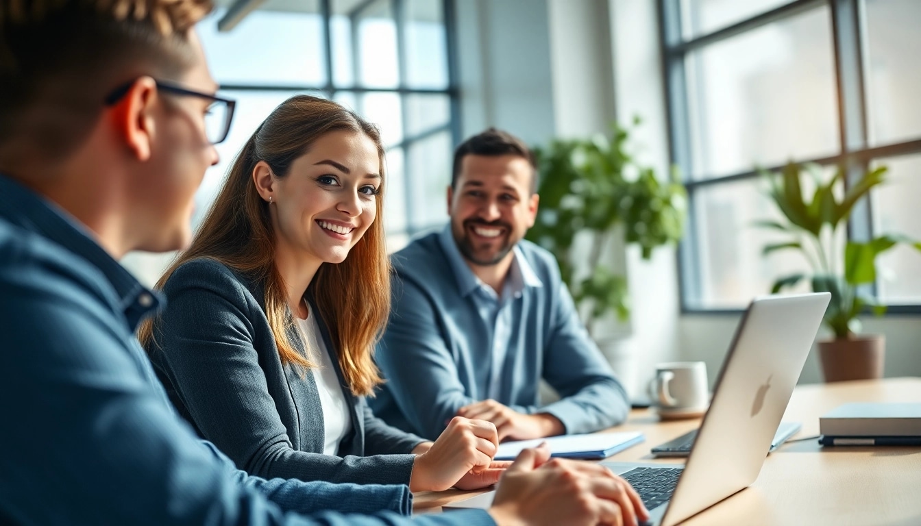 Headhunter IT meets candidates in a bright, modern office setting.