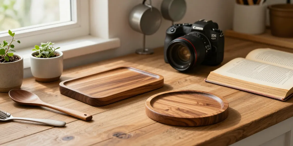 Elegante Topfuntersetzer aus Holz, ideal für heiße Pfannen, in einer gemütlichen Küche.