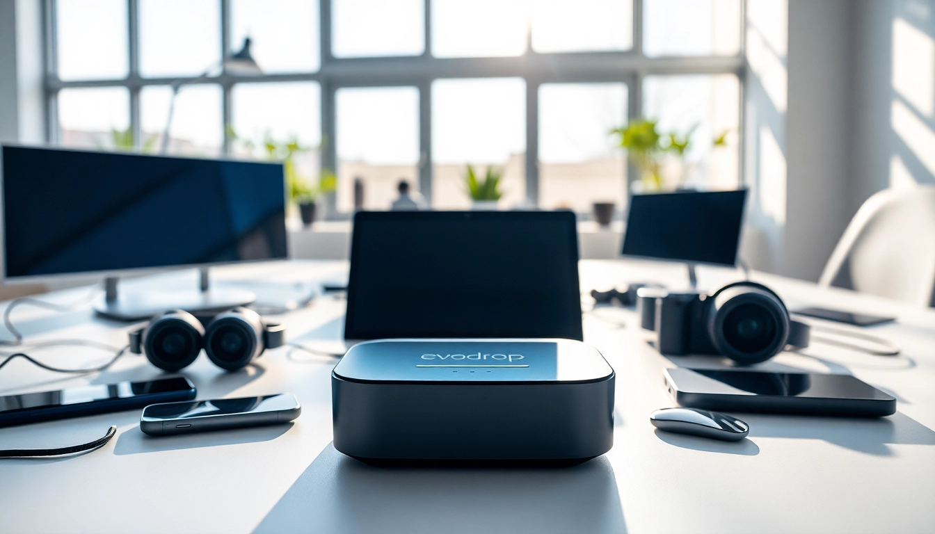 Evodrop Beobachter in modern digital workspace, showcasing advanced technology and sleek design.