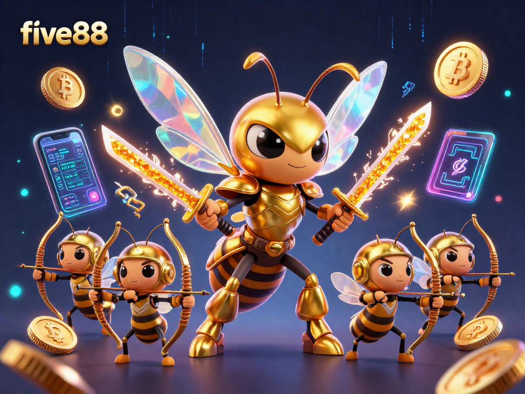 Experience the five88 online platform with vibrant casino elements and dynamic 3D illustrations