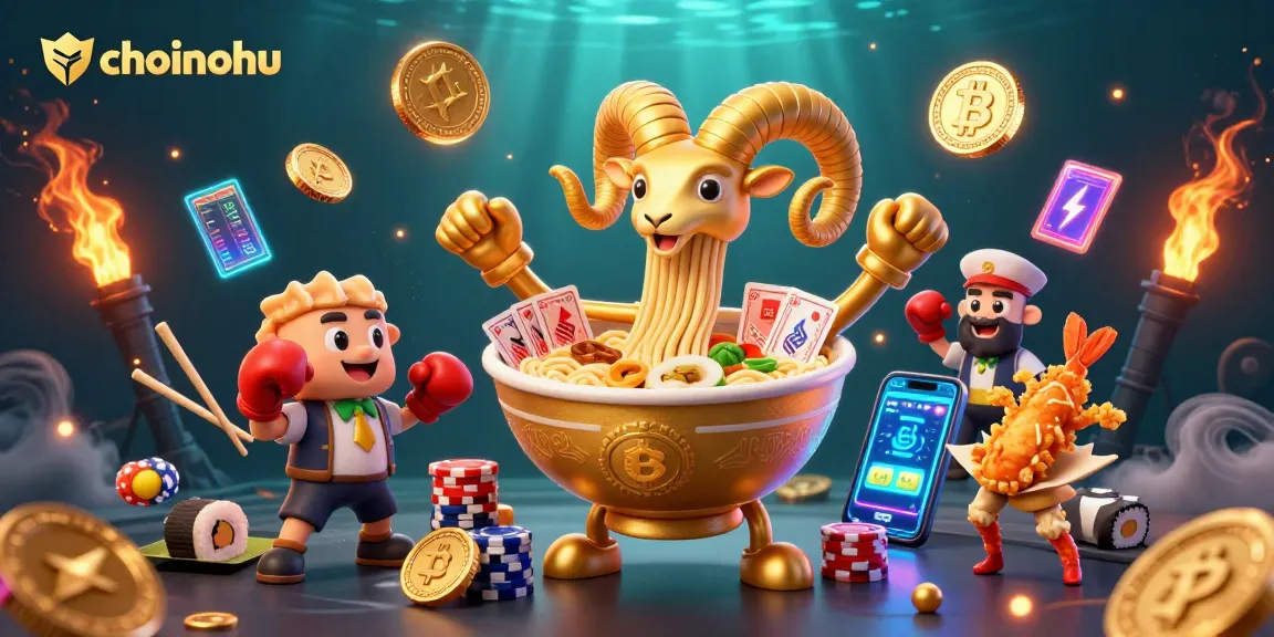 Join the thrilling action at choinohu casino with our vibrant 3D crypto-themed illustration.