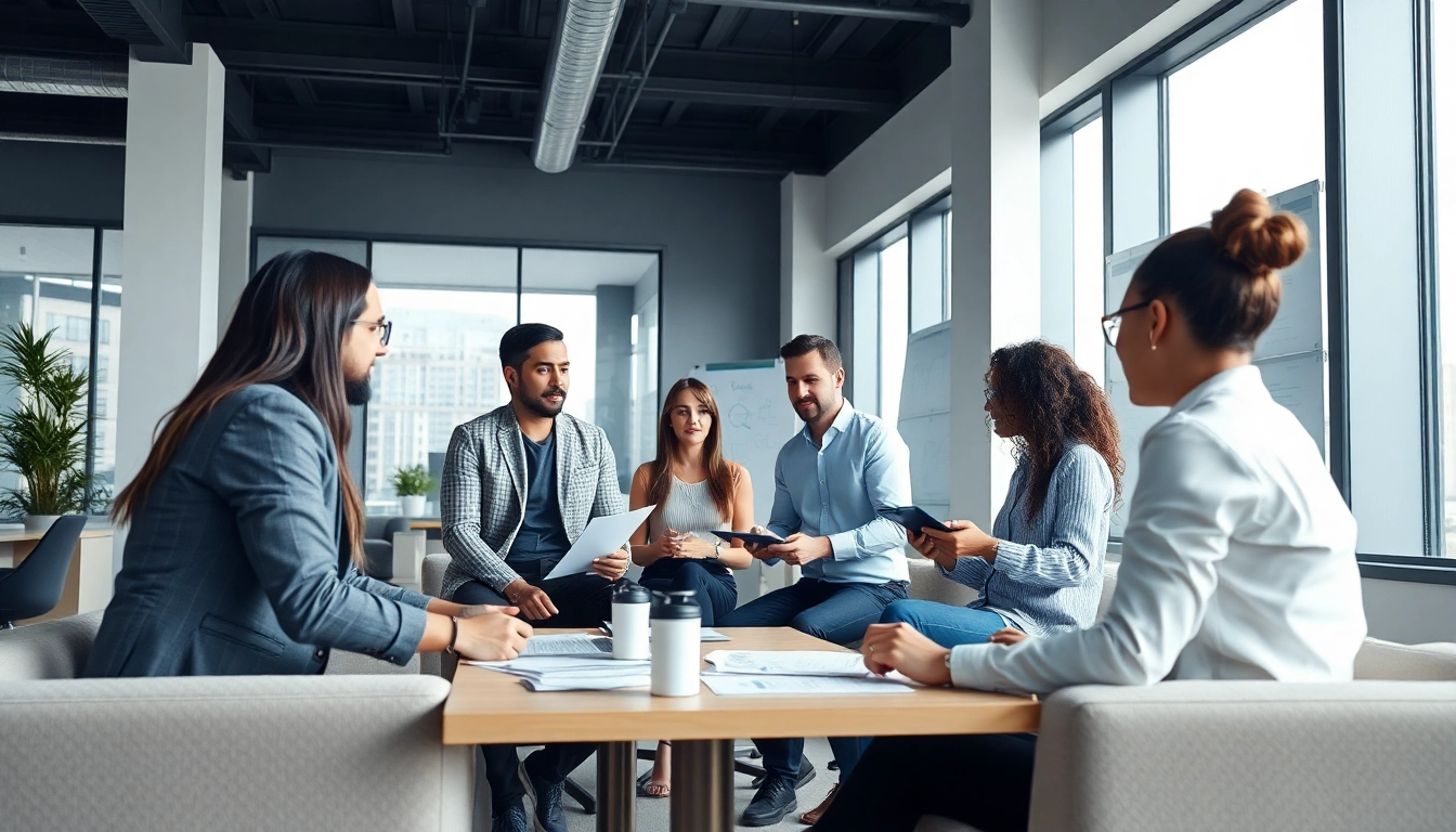 Headhunter Ingenieure beraten in einem modernen Büro mit einem engagierten Team.