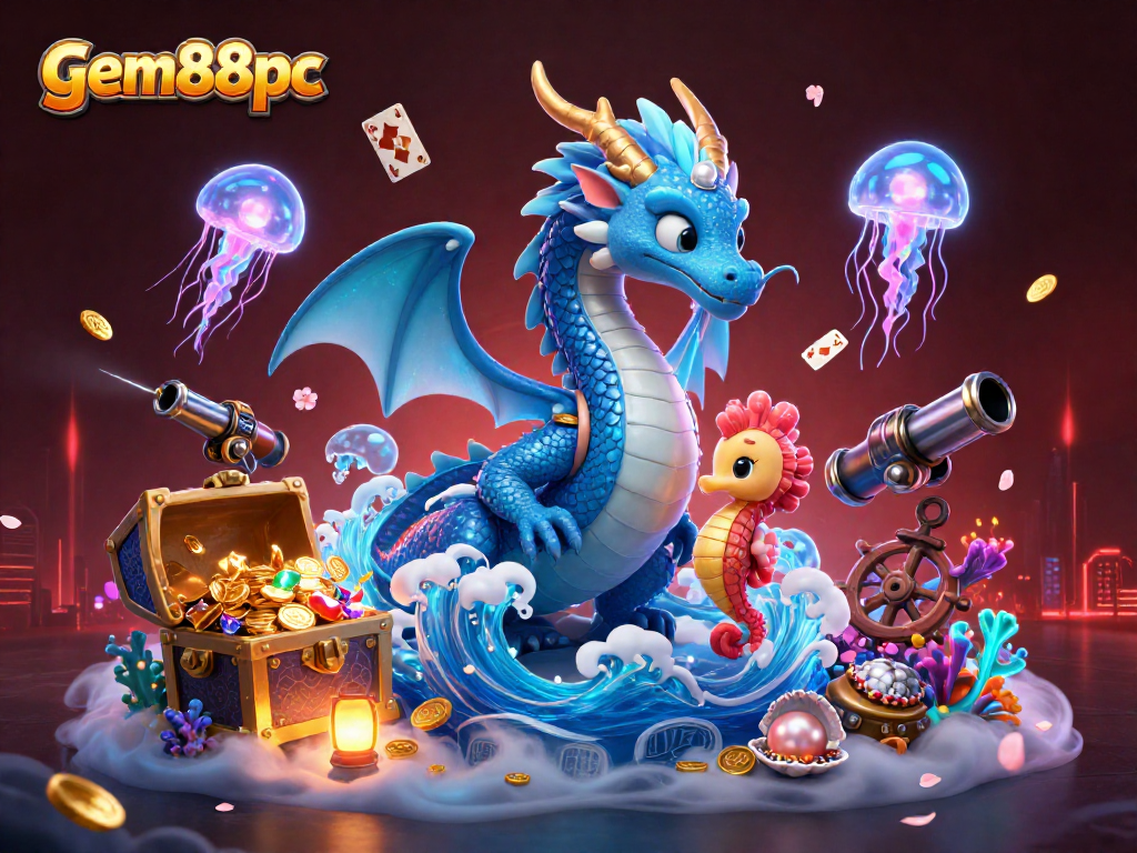 Experience thrilling gameplay at gem88pc, featuring a vibrant underwater casino scene with dynamic characters and game elements.