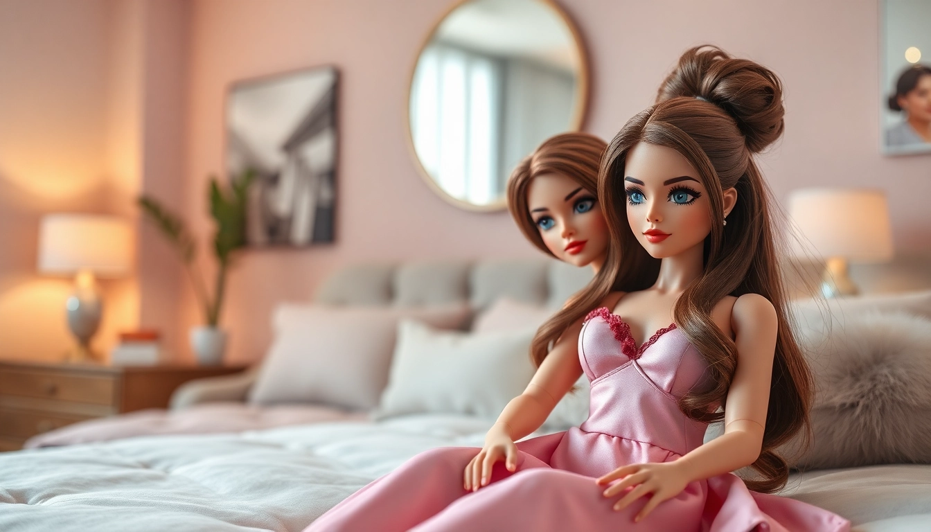 Verführerische Love Dolls in einem modernen Schlafzimmer, die realistische Details zeigen.