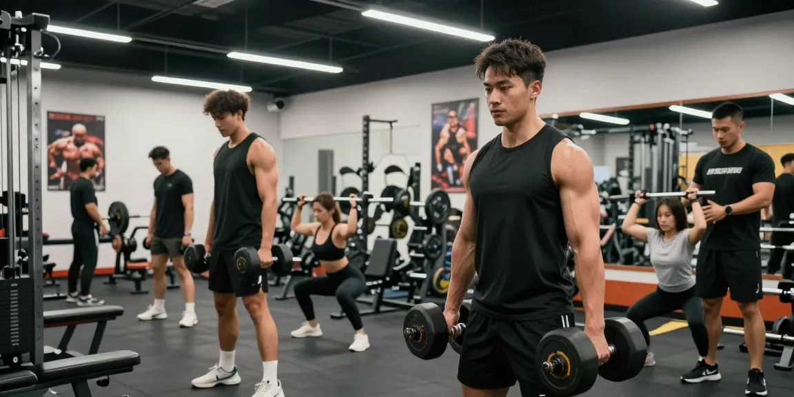 Kraftsportler, die im Steroidshop Fitnessstudio trainieren und Stärke sowie Entschlossenheit in einer lebhaften Atmosphäre zeigen.