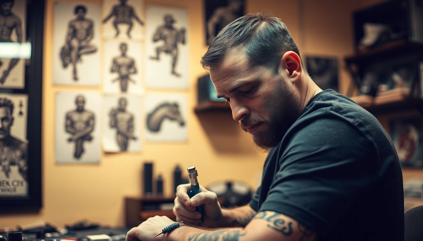 Artist creating a stunning tattoo at Tattoo Studio München, highlighting unique designs and artistic skill.