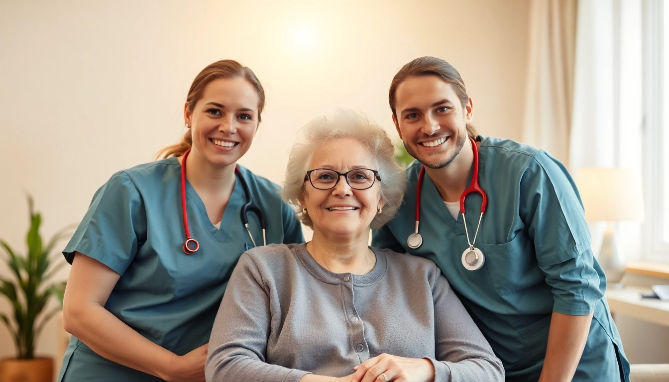 Pflegedienst-Team unterstützt ältere Menschen in ihrem Zuhause durch einfühlsame Pflege.