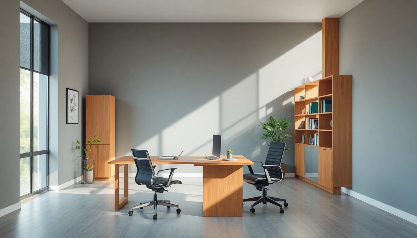 Elegante Büromöbel in einem modernen Büro schaffen eine produktive Atmosphäre.