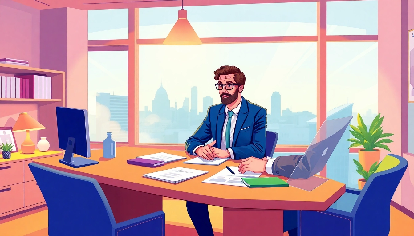 Headhunter Leverkusen engaging with a client in a modern office.