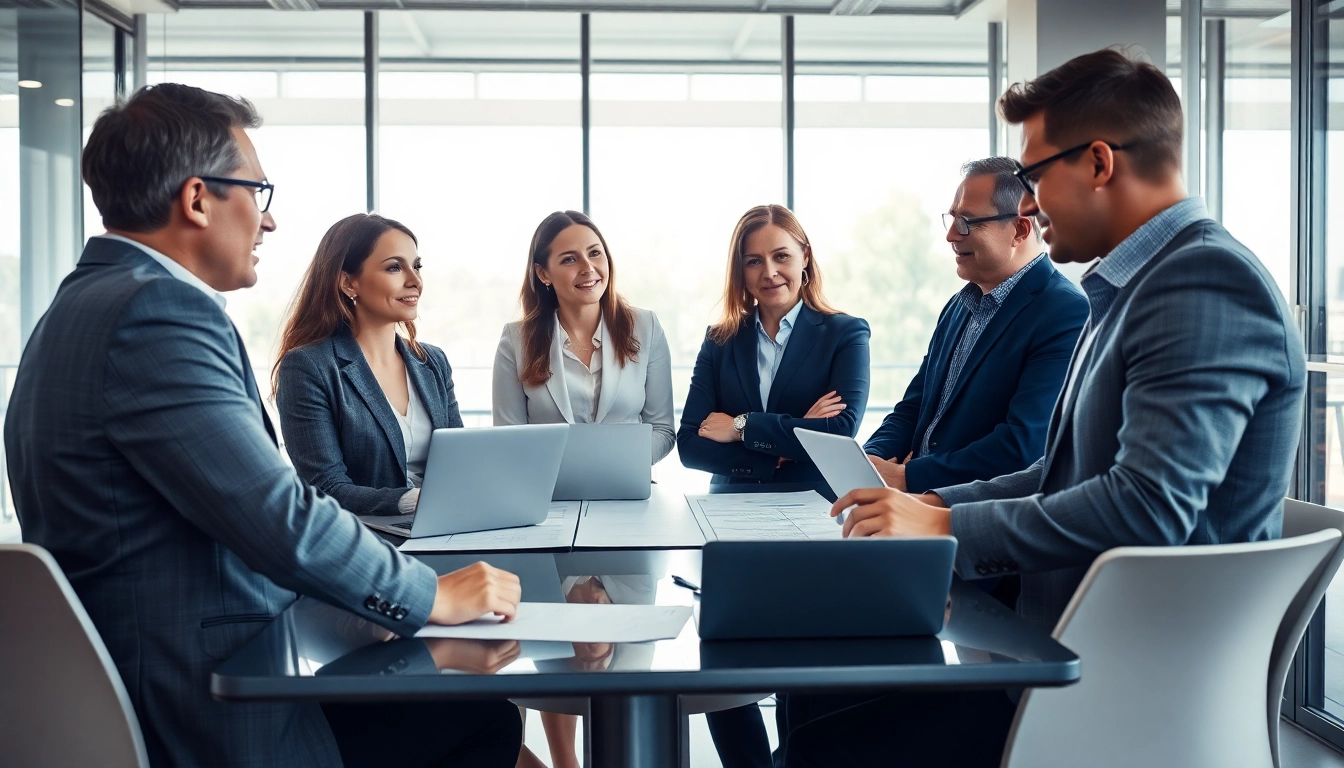 Professionelle Fachleute diskutieren über Personalvermittlung in einem modernen Büro.