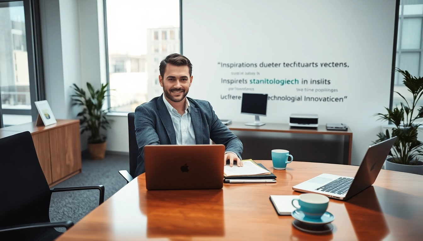 Headhunter IT berät in einem modernen Büro und umgeben von Technologie.