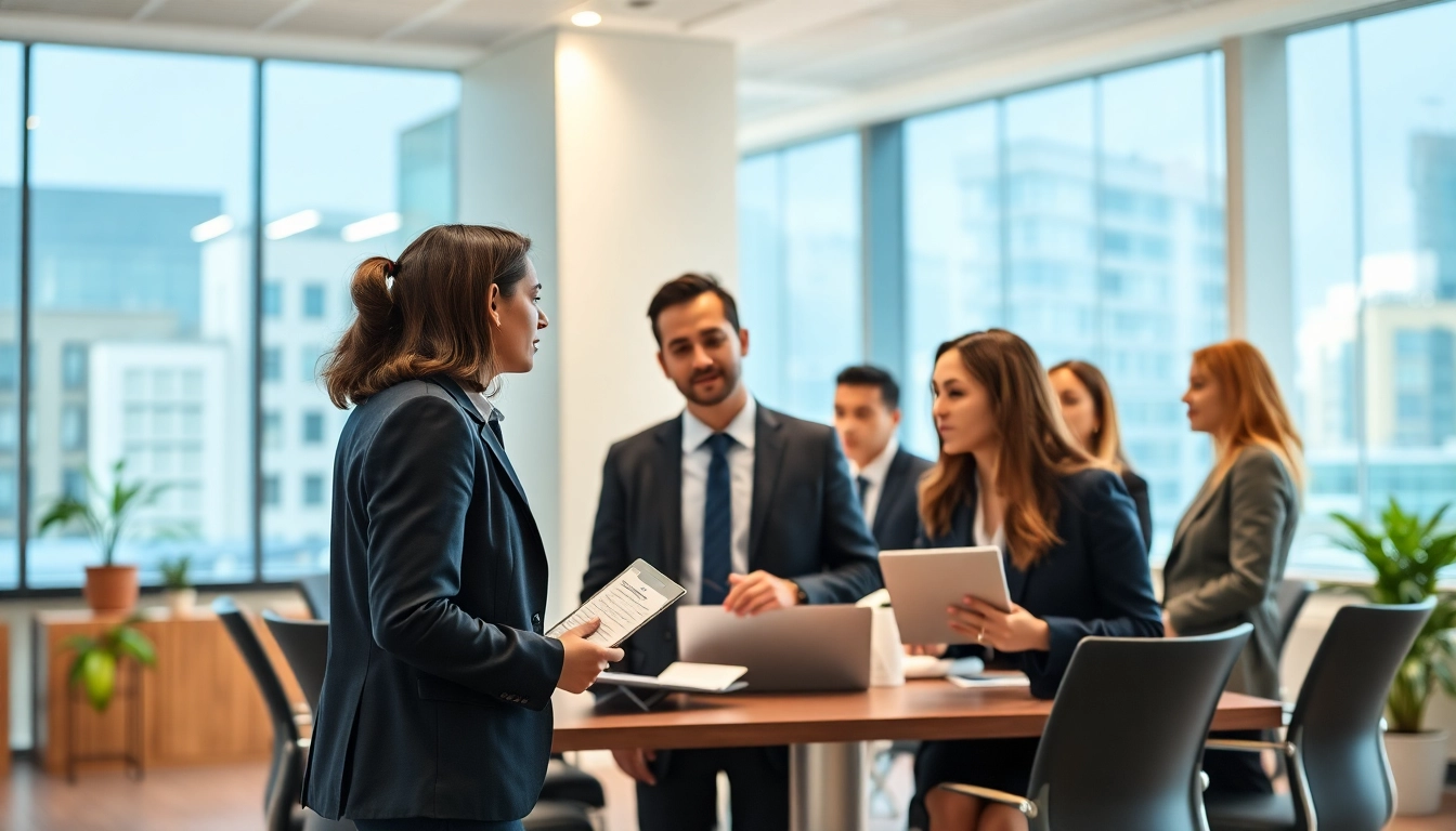 Headhunter Schweiz führt Interviews mit Kandidaten in einem modernen Büro.
