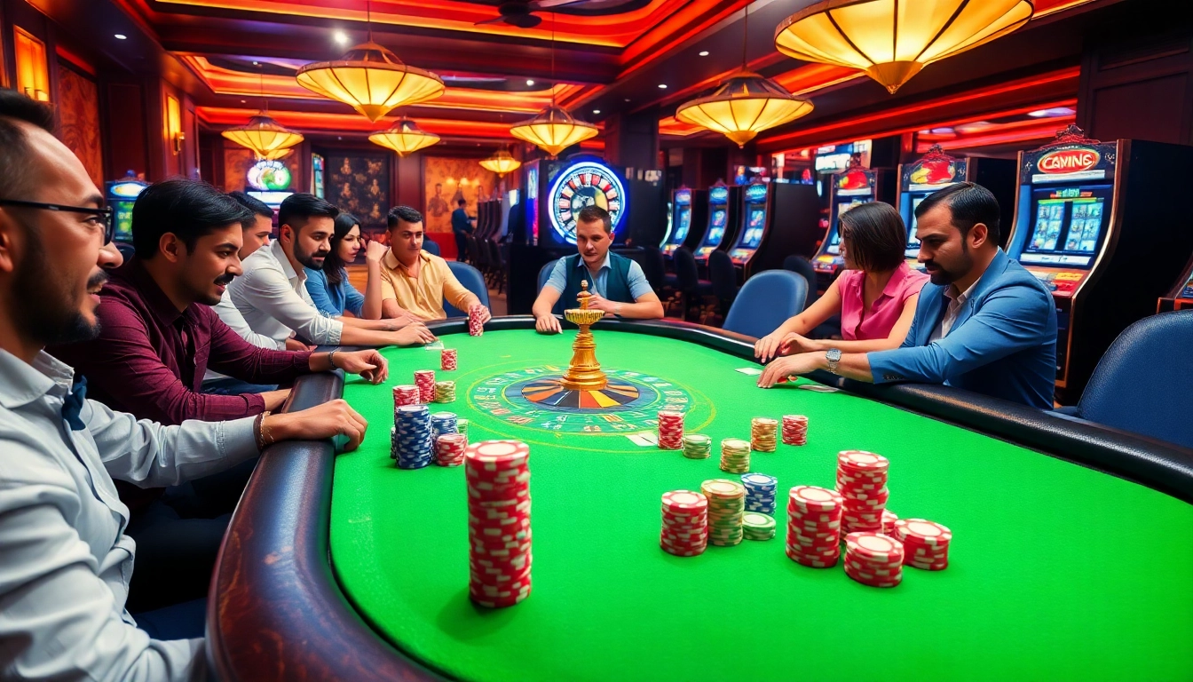 Players enjoying poker excitement at https://rr88wang.com/, showcasing high-stakes action and vibrant casino atmosphere.