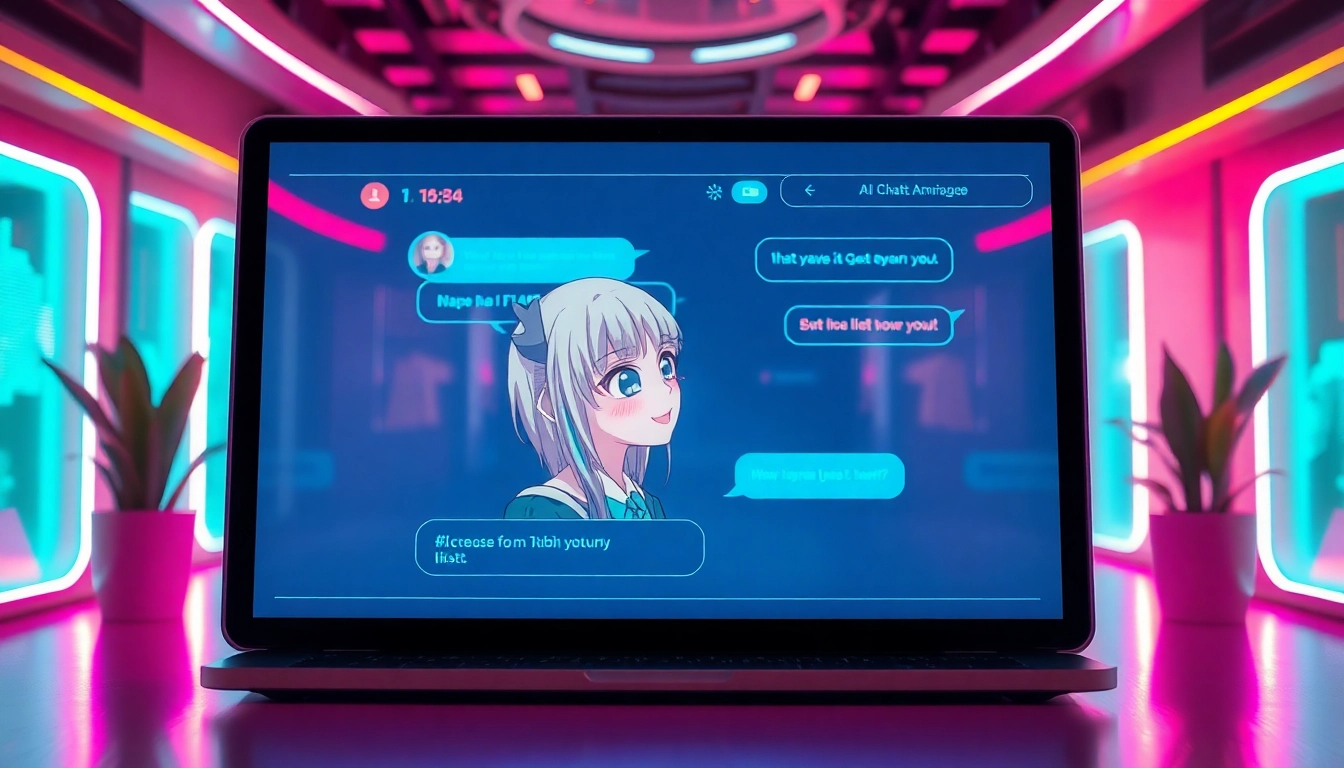 AI chat nsfw character in an engaging digital conversation, vibrant and playful atmosphere.