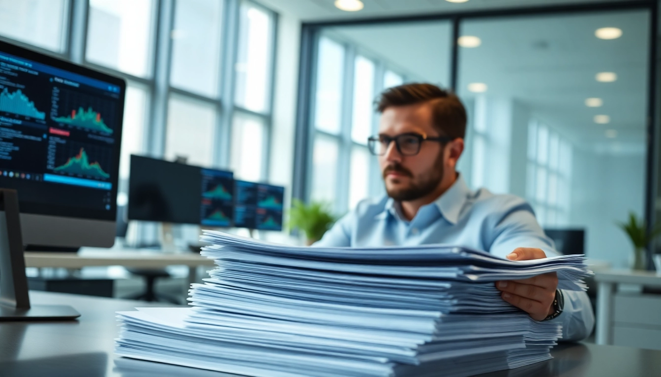 Headhunter IT analysiert Bewerbungen in modernem Büro mit Fokus auf Erfolgskonzepten.