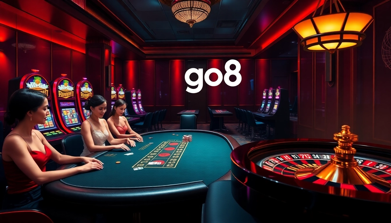 Enjoying a winning moment at go8 casino with luxurious tables and engaging slot machines.