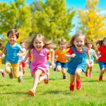 Bewegungsspiele mit Kindern auf einem sonnigen Spielplatz – Details jetzt lesen.