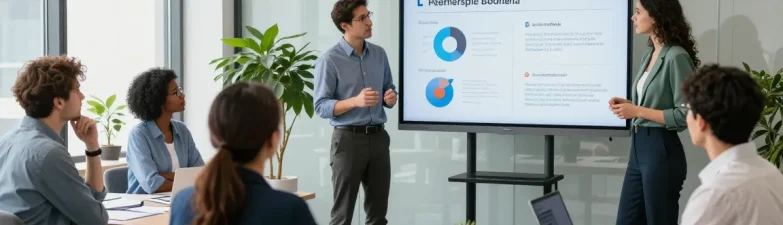 Diskussion über toxischen Chef und Arbeitskultur unter Mitarbeitern in moderner Büroumgebung.